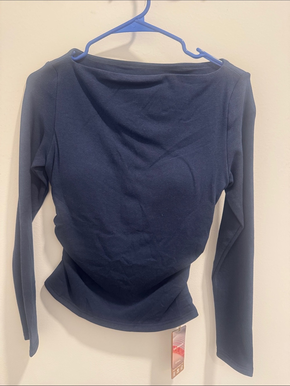 OGL Navy Long-Sleeve Built-In Bra Top NWT